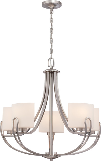Nuvo 60/5295 Lola; 5 Light; Chandelier with Etched Opal Glass
