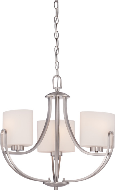 Nuvo 60/5298 Lola; 3 Light; Chandelier with Etched Opal Glass