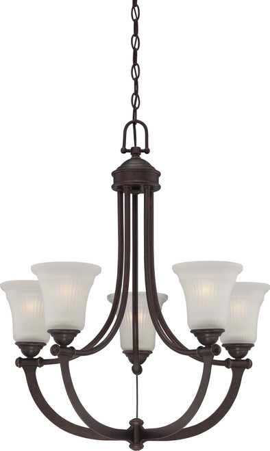 Nuvo 60/5315 Monroe; 5 Light; Chandelier with Frosted Ribbed Glass