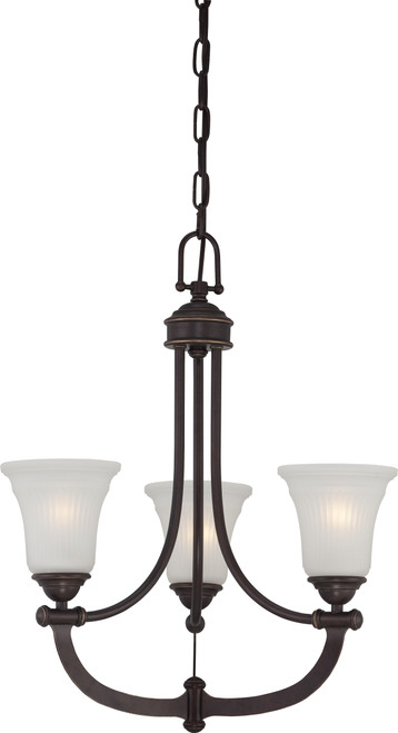Nuvo 60/5316 Monroe; 3 Light; Chandelier with Frosted Ribbed Glass