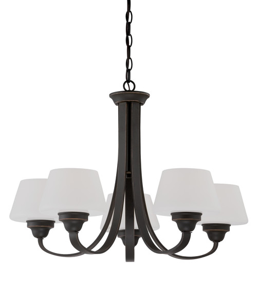 Nuvo 60/5325 Ludlow; 5 Light; Chandelier with Satin White Glass