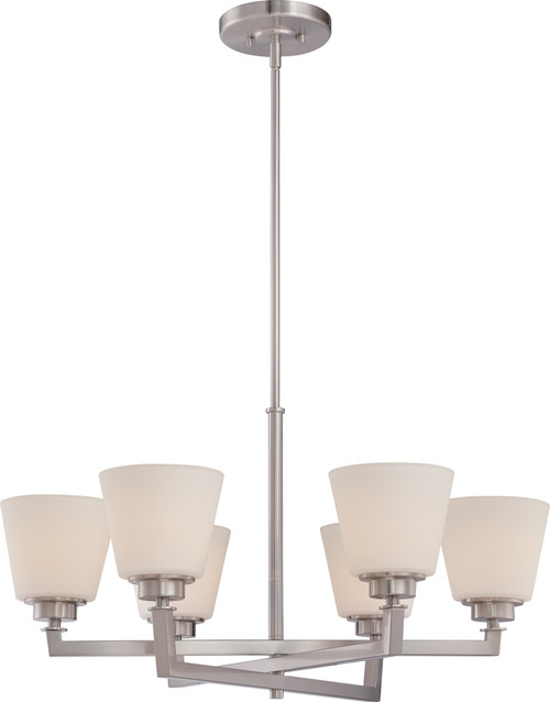 Nuvo 60/5456 Mobili; 6 Light; Chandelier with Satin White Glass