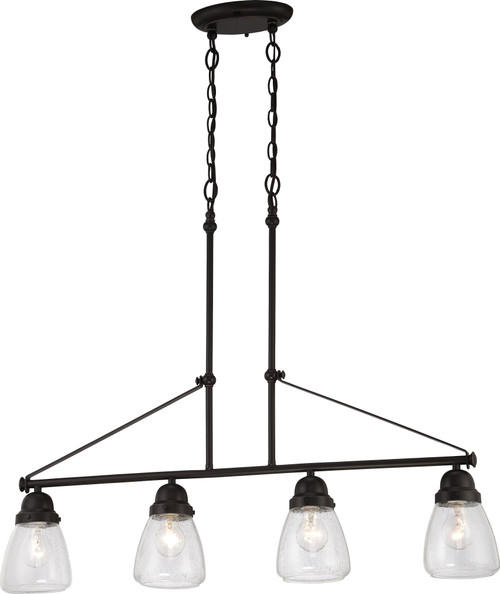 Nuvo 60/5548 Laurel; 4 Light; Island Pendant with Clear Seeded Glass