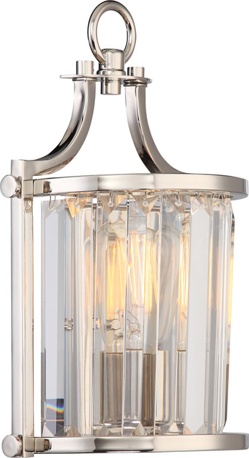 Nuvo 60/5766 Krys; 1 Light; Crystal Wall Sconce with 60W Vintage Lamp Included; Polished Nickel Finish