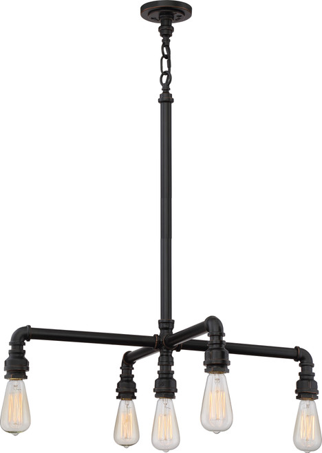 Nuvo 60/5795 Iron; 5 Light; Hanging Fixture; Industrial Bronze Finish