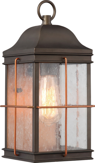 Nuvo 60/5832 Howell; 1 Light; Medium Outdoor Wall Fixture with 60W Vintage Lamp Included; Bronze with Copper Accents Finish