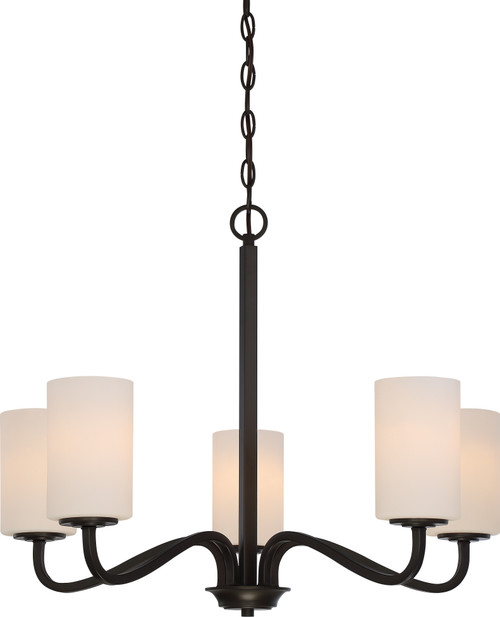 Nuvo 60/5905 Willow; 5 Light; Hanging Fixture with White Glass