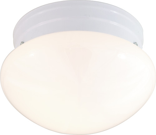 Nuvo 60/6026 1 Light; 8 in.; Flush Mount; Small White Mushroom; Color retail packaging