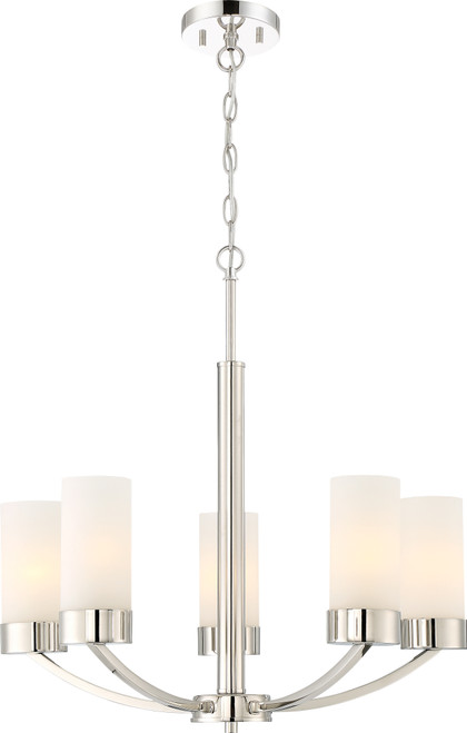 Nuvo 60/6225 Denver; 5 Light; Chandelier Fixture; Polished Nickel Finish