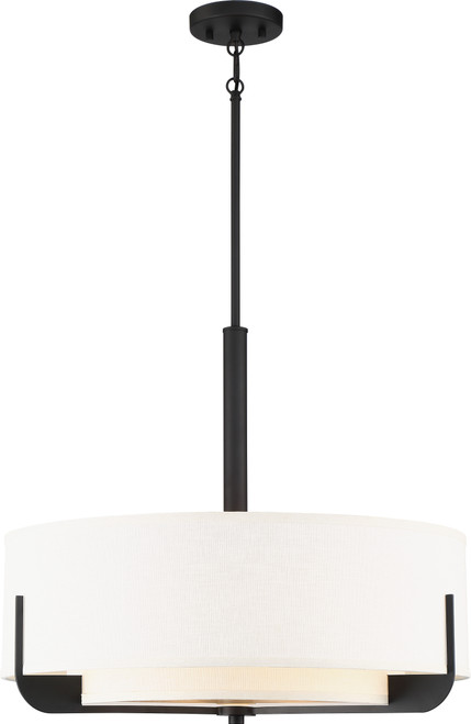 Nuvo 60/6544 Frankie; 4 Light; 24 in.; Pendant; Aged Bronze Finish with White Glass