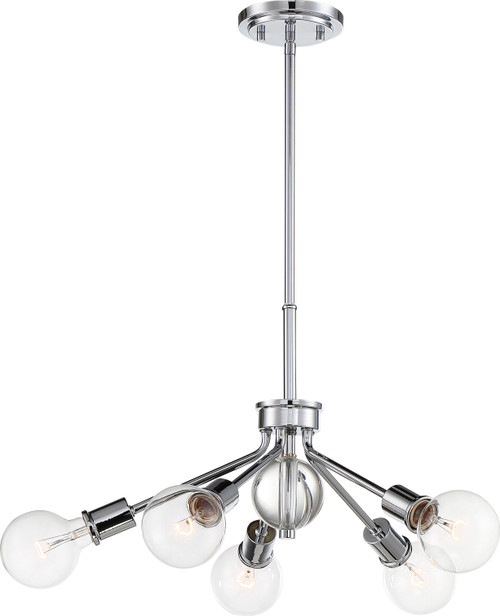 Nuvo 60/6565 Bounce; 5 Light; Pendant; Polished Nickel Finish with K9 Crystal