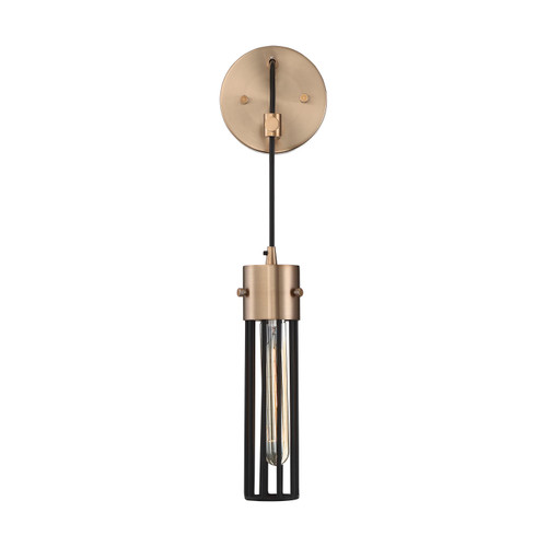 Nuvo 60/6611 Eaves; 1 Light; Wall Sconce; Copper Brushed Brass Finish with Matte Black Cage