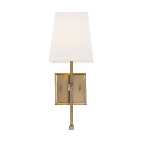Nuvo 60/6707 Highline; 1 Light; Vanity; Burnished Brass Finish with White Linen Shade