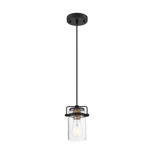 Nuvo 60/6733 Antebellum; 1 Light; Mini Pendant Fixture; Black and Aged Gold Finish with Clear Glass