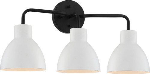 Nuvo 60/6786 Sloan; 3 Light; Vanity; Matte Black Finish with White Shade