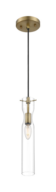 Nuvo 60/6856 Spyglass; 1 Light; Mini Pendant Fixture; Vintage Brass Finish with Clear Glass