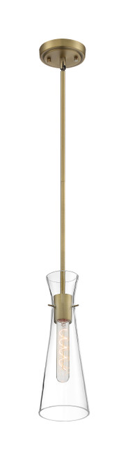 Nuvo 60/6858 Bahari; 1 Light; Mini Pendant Fixture; Vintage Brass Finish with Clear Glass