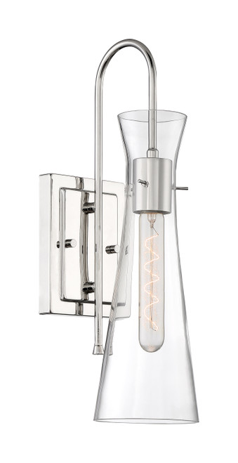 Nuvo 60/6867 Bahari; 1 Light; Wall Sconce Fixture; Polished Nickel Finish with Clear Glass