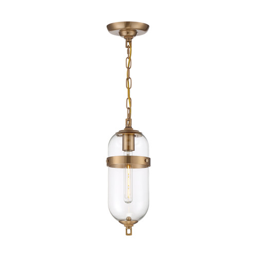 Nuvo 60/6911 Fathom; 1 Light; Mini Pendant Fixture; Vintage Brass Finish with Clear Glass