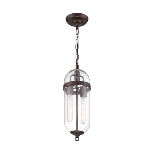 Nuvo 60/6922 Fathom; 2 Light; Pendant Fixture; Mahogany Bronze Finish with Clear Glass