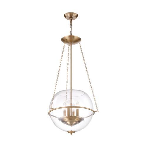 Nuvo 60/6943 Odyssey; 4 Light; Pendant Fixture; Vintage Brass Finish with Clear Glass