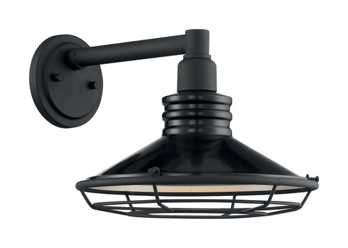 Nuvo 60/7032 Blue Harbor; 1 Light; Large Outdoor Wall Sconce Fixture; Gloss Black Finish with Silver and Textured Black Accents