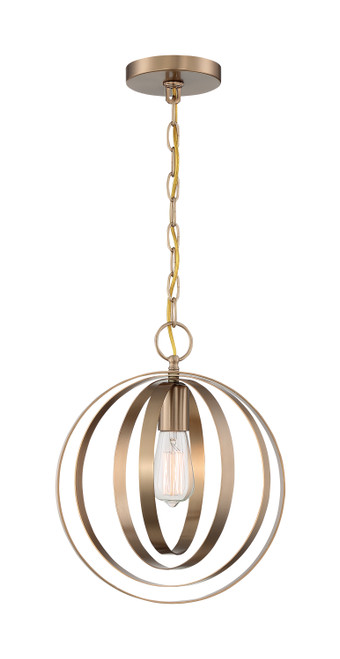Nuvo 60/7056 Pendleton; 1 Light; Pendant Fixture; Burnished Brass Finish