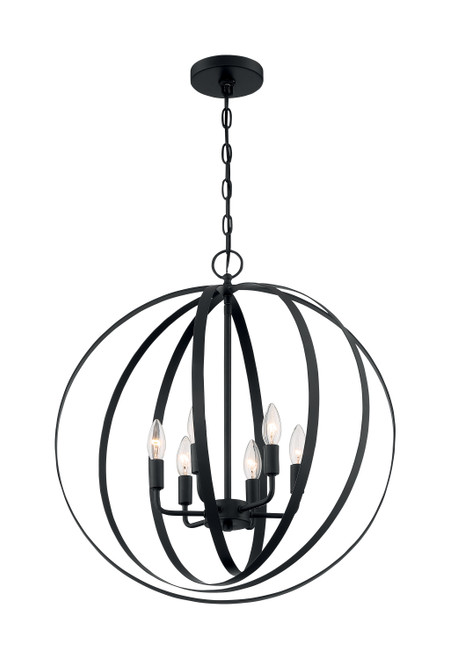 Nuvo 60/7068 Pendleton; 6 Light; Pendant Fixture; Matte Black Finish