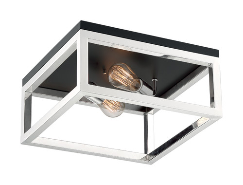 Nuvo 60/7095 Cakewalk; 2 Light; Flush Mount Fixture; Polished Nickel Finish with Black Accents