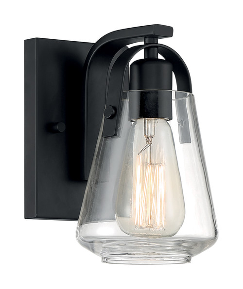Nuvo 60/7101 Skybridge; 1 Light; Vanity Fixture; Matte Black Finish with Clear Glass