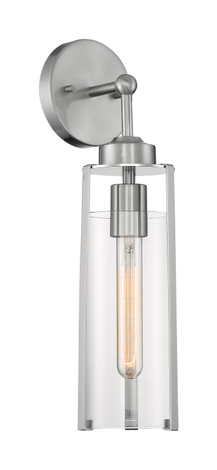 Nuvo 60/7141 Marina; 1 Light; Wall Sconce Fixture; Brushed Nickel Finish with Clear Glass