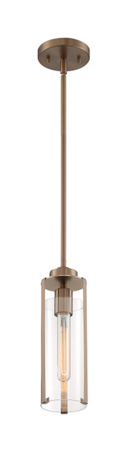 Nuvo 60/7150 Marina; 1 Light; Mini Pendant Fixture; Burnished Brass Finish with Clear Glass