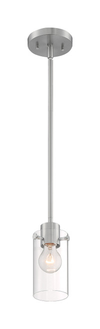 Nuvo 60/7170 Sommerset; 1 Light; Mini Pendant Fixture; Brushed Nickel Finish with Clear Glass