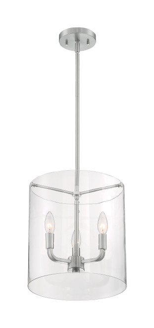 Nuvo 60/7177 Sommerset; 3 Light; Pendant Fixture; Brushed Nickel Finish with Clear Glass