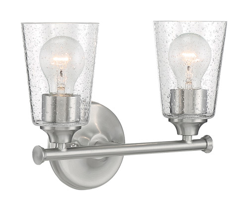 Nuvo 60/7182 Bransel; 2 Light; Vanity Fixture; Brushed Nickel Finish with Clear Seeded Glass