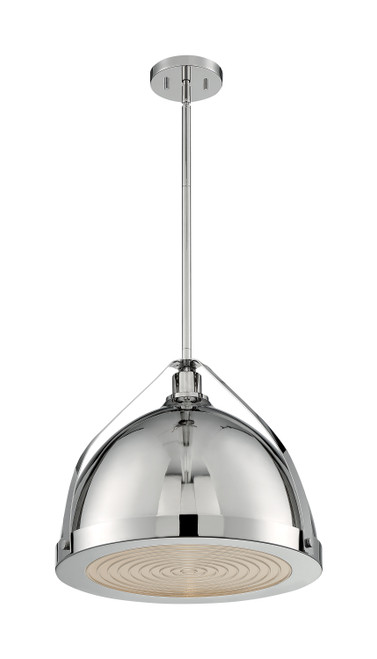 Nuvo 60/7213 Barbett; 1 Light; Large Pendant Fixture; Polished Nickel Finish with Fresnel Glass