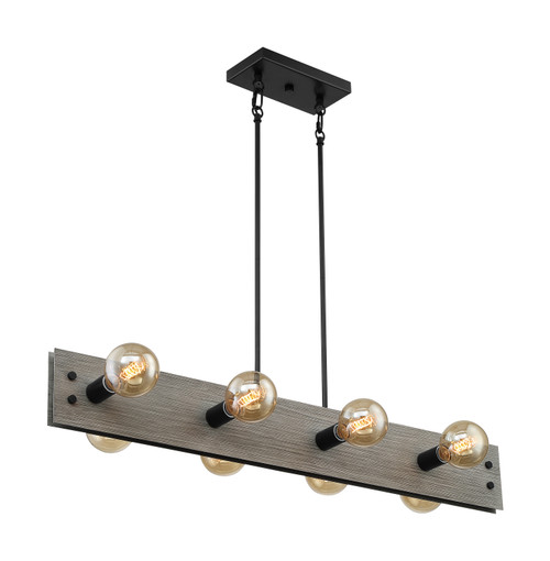 Nuvo 60/7233 Stella; 8 Light; Island Pendant Fixture; Driftwood Finish with Black Accents