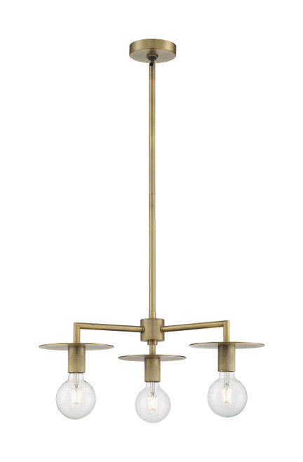 Nuvo 60/7243 Bizet; 3 Light; Chandelier Fixture; Vintage Brass Finish