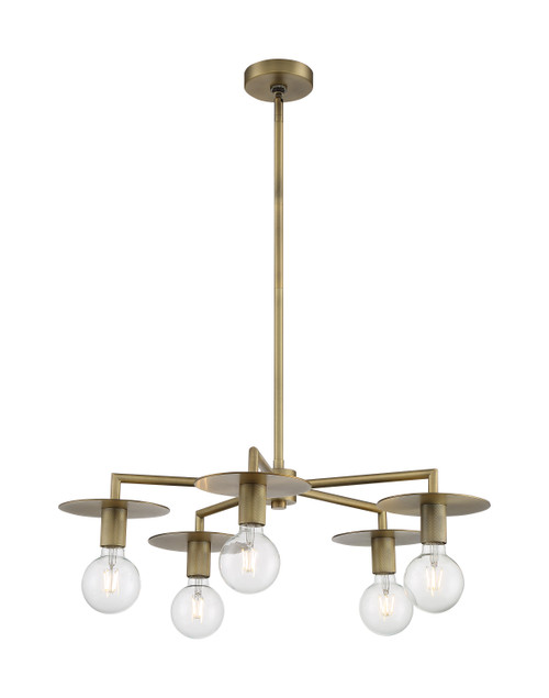 Nuvo 60/7245 Bizet; 5 Light; Chandelier Fixture; Vintage Brass Finish