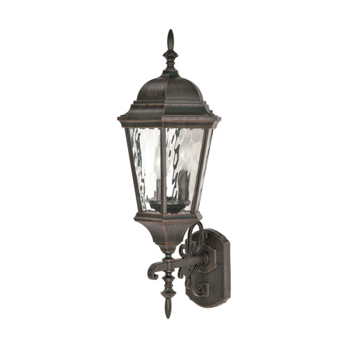 Nuvo 60/794 Fordham; 3 Light; 25 in.; Wall Lantern; Arm Up with Clear Water Glass