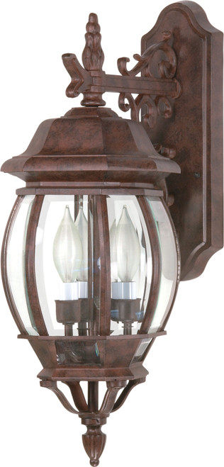 Nuvo 60/892 Central Park; 3 Light; 22 in.; Wall Lantern with Clear Beveled Glass