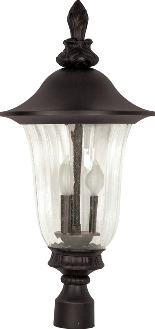 Nuvo 60/984 Parisian; 3 Light; 27 in.; Post Lantern with Fluted Seed Glass