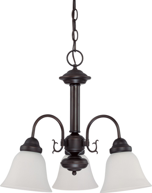 Nuvo 62/1013 3 Light; Ballerina LED Chandelier; Mahogany Bronze Finish; Frosted Glass; Lamps Included
