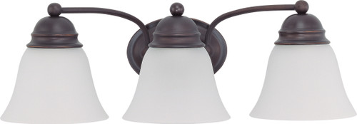 Nuvo 62/1023 3 Light; Empire LED 21 in.; Vanity Wall Fixture; Mahogany Bronze Finish; Frosted Glass; Lamps Included