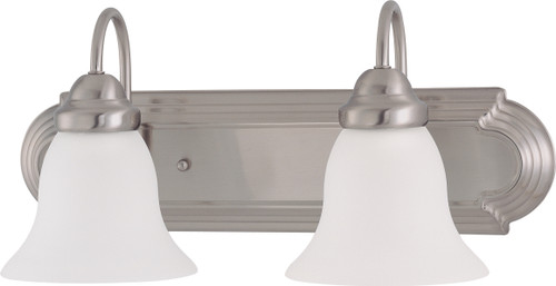 Nuvo 62/1124 2 Light; Ballerina LED 18 in.; Vanity Wall Fixture; Brushed Nickel Finish; Frosted Glass; Lamps Included