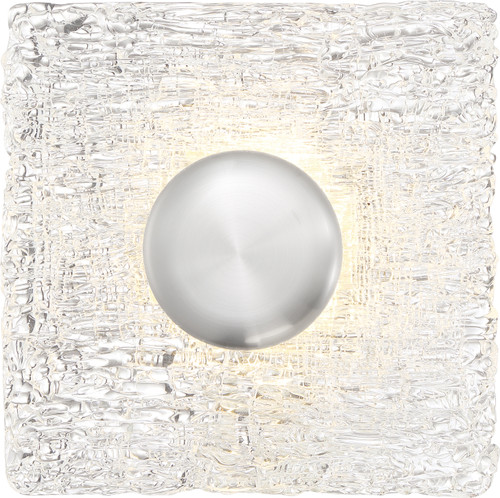 Nuvo 62/1491 Riverbed; LED Flush Mounted Fixture; 11W; Polished Nickel Finish with Woven Glass