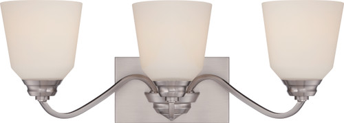 Nuvo 62/368 Calvin; 3 Light; Vanity Fixture with Satin White Glass; LED Omni Included