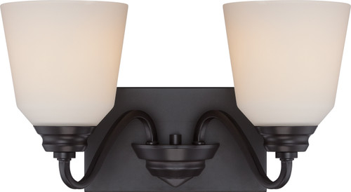 Nuvo 62/377 Calvin; 2 Light; Vanity Fixture with Satin White Glass; LED Omni Included