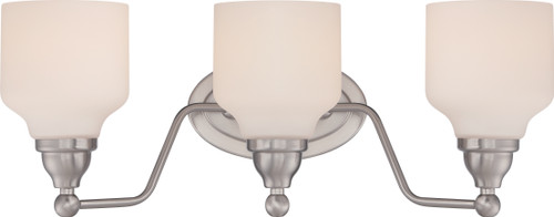 Nuvo 62/388 Kirk; 3 Light; Vanity Fixture with Satin White Glass; LED Omni Included