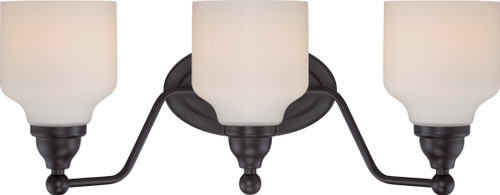 Nuvo 62/398 Kirk; 3 Light; Vanity Fixture with Satin White Glass; LED Omni Included